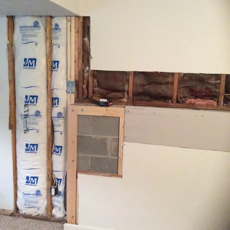 Wall insulation replacement during Basement Flood Cleanup in Epsom